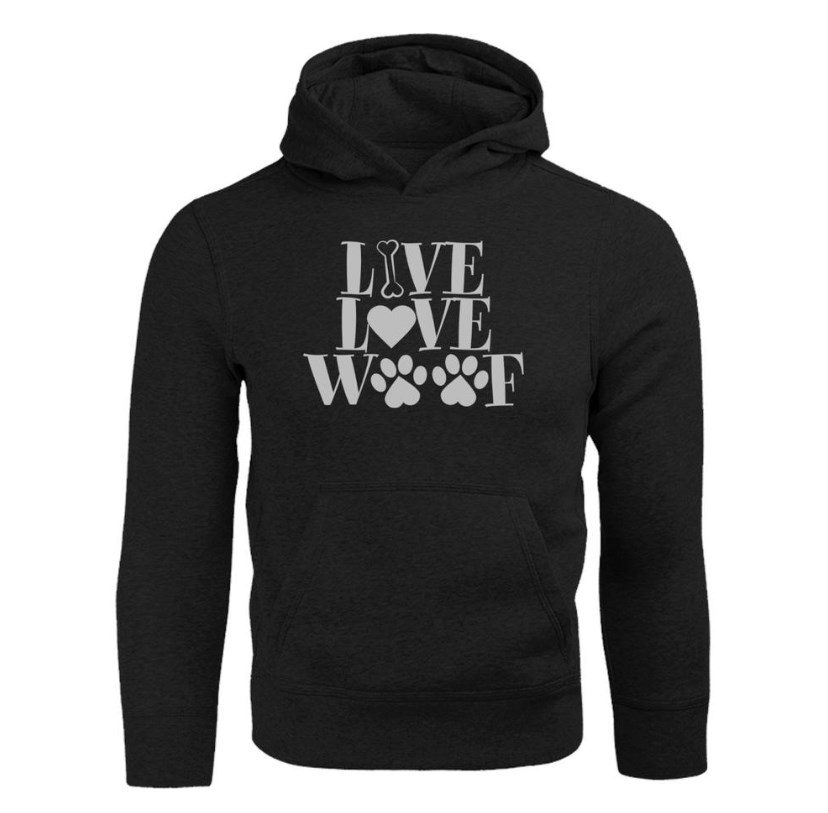 printed hoodie live love woof